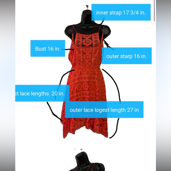 Free People Orange/Rouge Halter Open Back Lace Design Dress NWT Size 4 🧡 - Picture 11 of 11